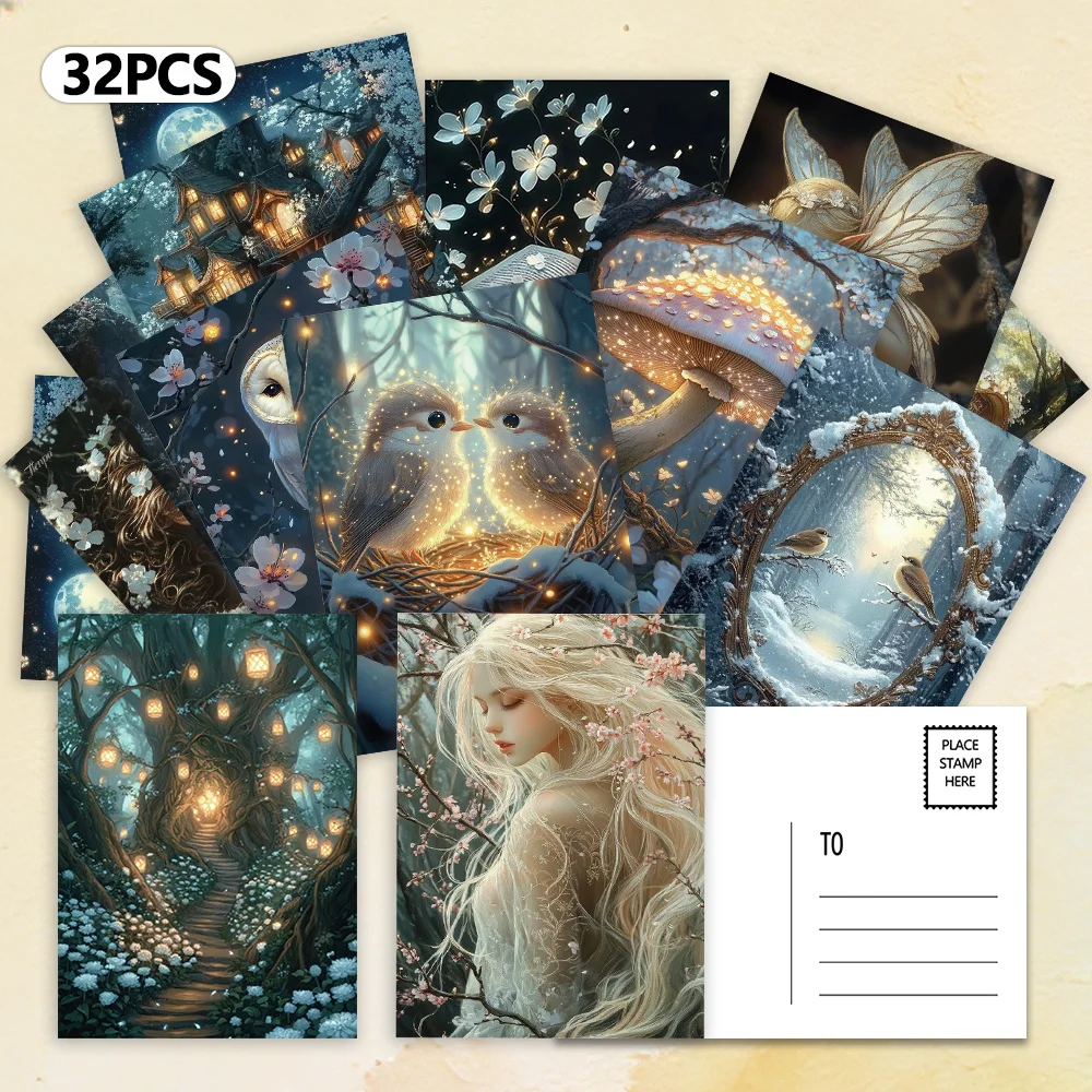 32pcs, Moonlight Elf postcards, indoor bedroom decoration, wall stickers, message cards, greeting cards, commemorative postcards
32pcs, Moonlight Elf postcards, indoor bedroom decoration, wall stickers, message cards, greeting cards, commemorative postcards