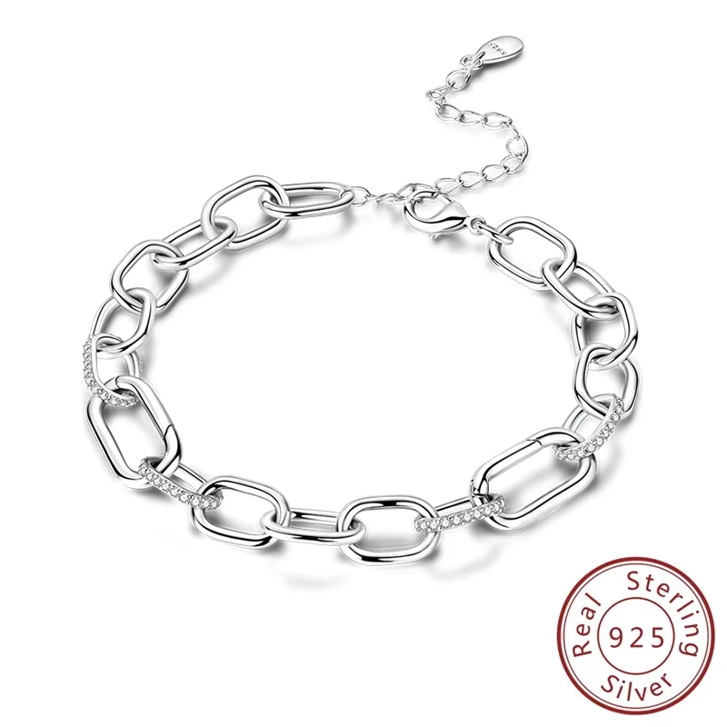 New Original 925 Sterling Silver Bracelet Bangle Charm Chain Link Buckle Adjustable Bracelet For Woman Anniversary Birthday Gift
New Original 925 Sterling Silver Bracelet Bangle Charm Chain Link Buckle Adjustable Bracelet For Woman Anniversary Birthday Gift