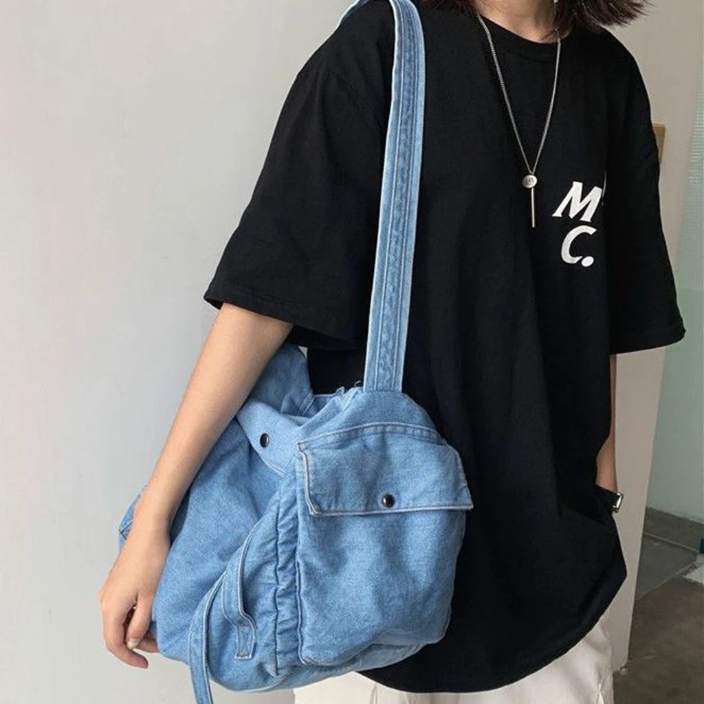 Large Denim Crossbody Bag for Women & Men, Trendy High-capacity Jean Messenger Bag with Zipper, Multi-pockets Shoulder Bag Purse 
Large Denim Crossbody Bag for Women & Men, Trendy High-capacity Jean Messenger Bag with Zipper, Multi-pockets Shoulder Bag Purse