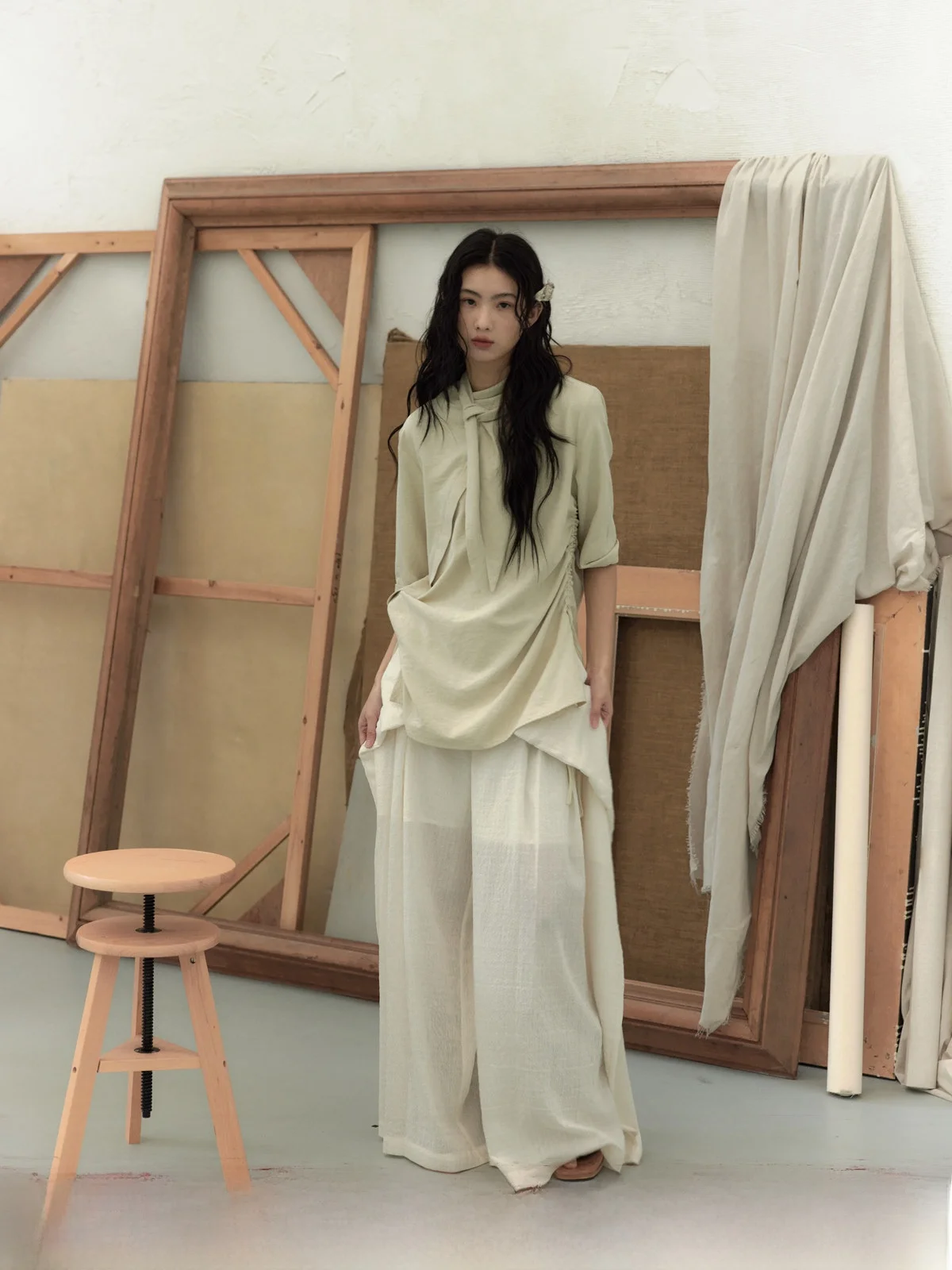 Chang Guang Ai Zi Original Design ort Sve Dstring irt Netie Asymmetrical Decoration Women's Casual Faion
Chang Guang Ai Zi Original Design ort Sve Dstring irt Netie Asymmetrical Decoration Women's Casual Faion