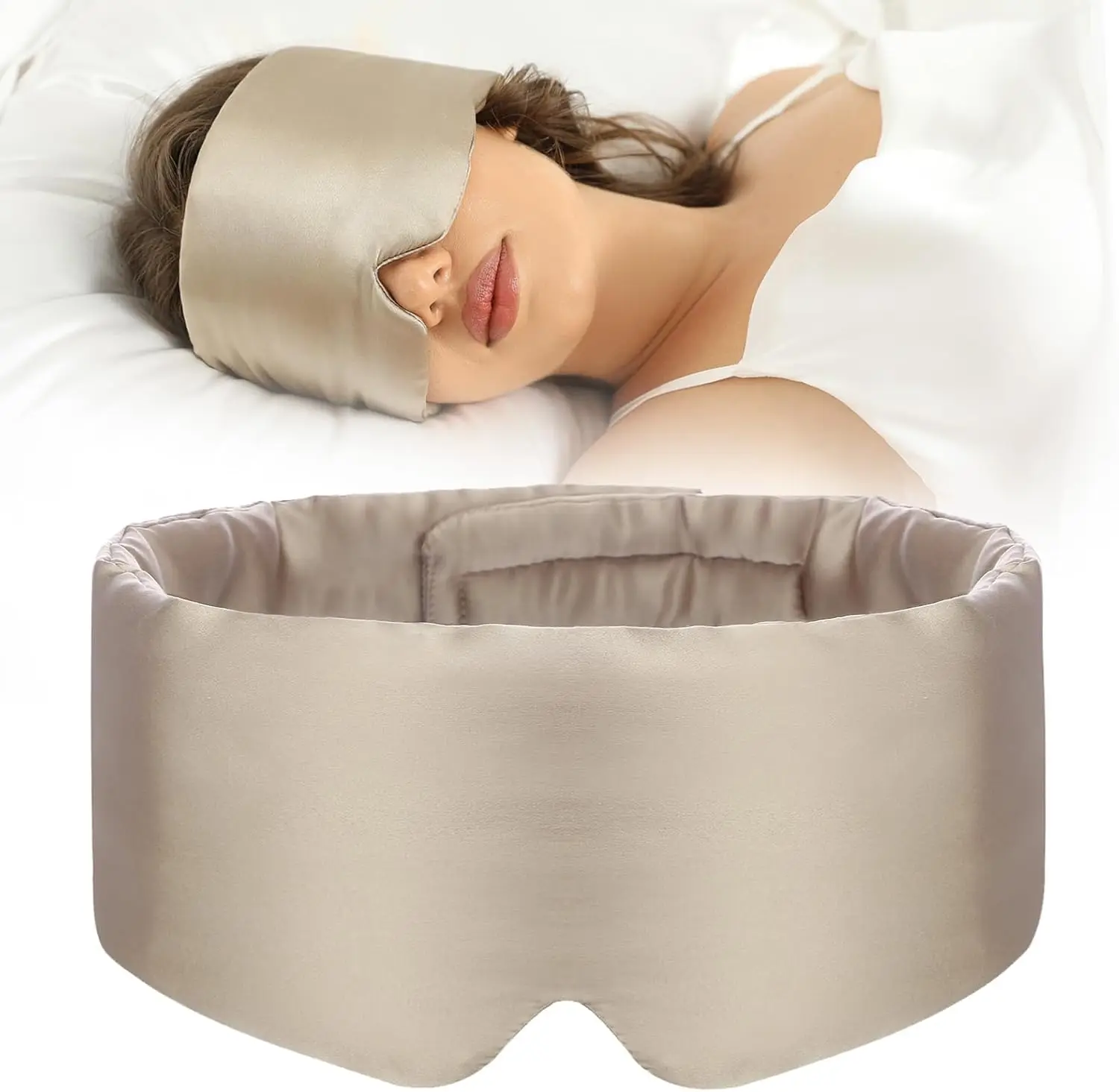 Luxury Mulberry Silk Sleep Mask for Side Sleepers, Adjustable & Large, Blackout Eye Mask for Travel & Rest (Taupe)
Luxury Mulberry Silk Sleep Mask for Side Sleepers, Adjustable & Large, Blackout Eye Mask for Travel & Rest (Taupe)