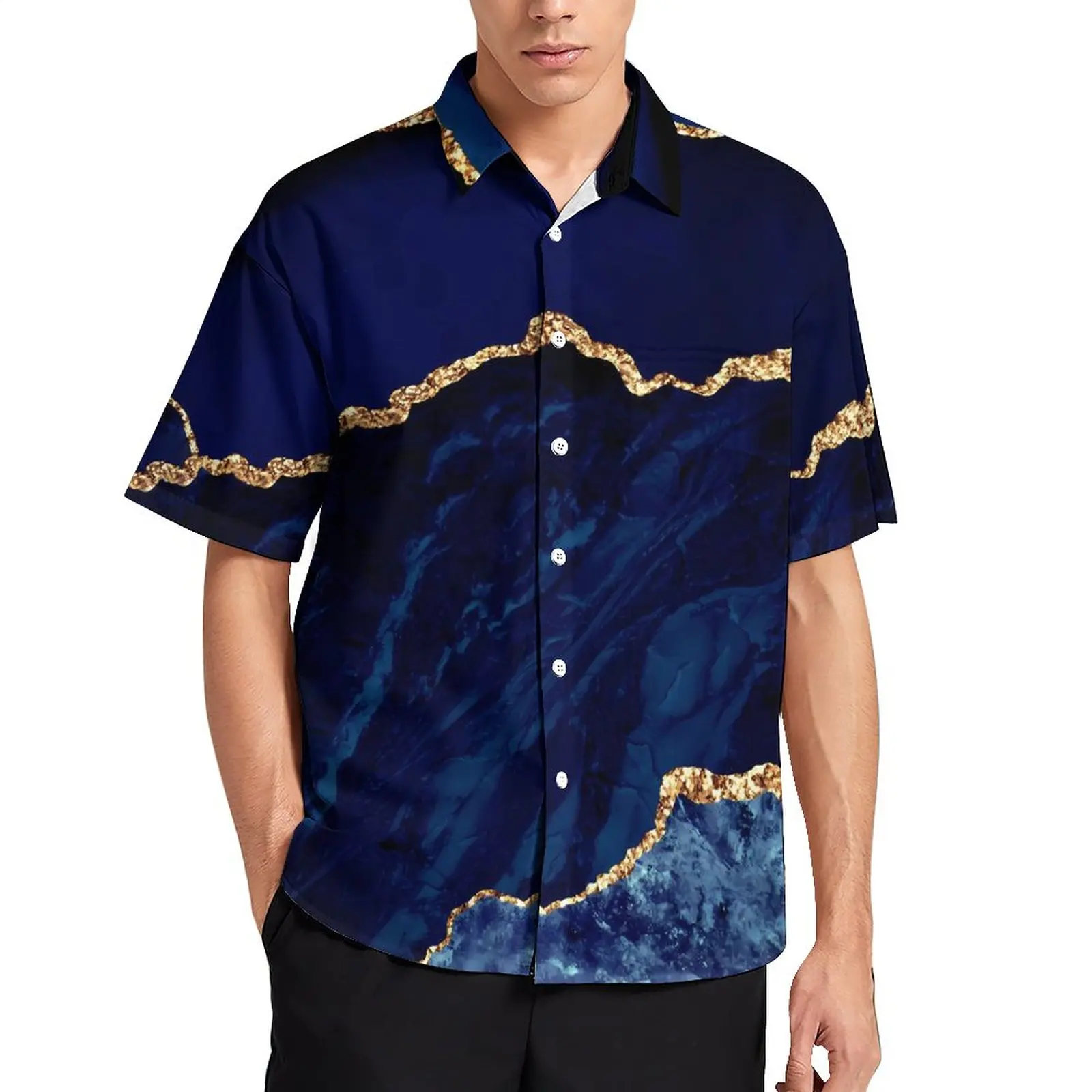 Marble Print Casual Shirt Navy Blue Gold Vacation Loose Shirt Hawaii Y2K Blouses Short Sleeve Design Oversized Clothing
Marble Print Casual Shirt Navy Blue Gold Vacation Loose Shirt Hawaii Y2K Blouses Short Sleeve Design Oversized Clothing