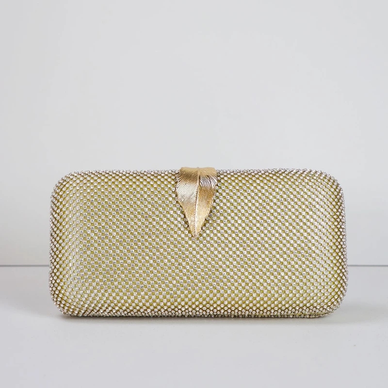 Banquet Dress Gold Evening Bag Women Blingbling Rhinestone Leaf Lock Buckle Clutch Bags with Diamonds Fancy Purses and Handbags
Banquet Dress Gold Evening Bag Women Blingbling Rhinestone Leaf Lock Buckle Clutch Bags with Diamonds Fancy Purses and Handbags