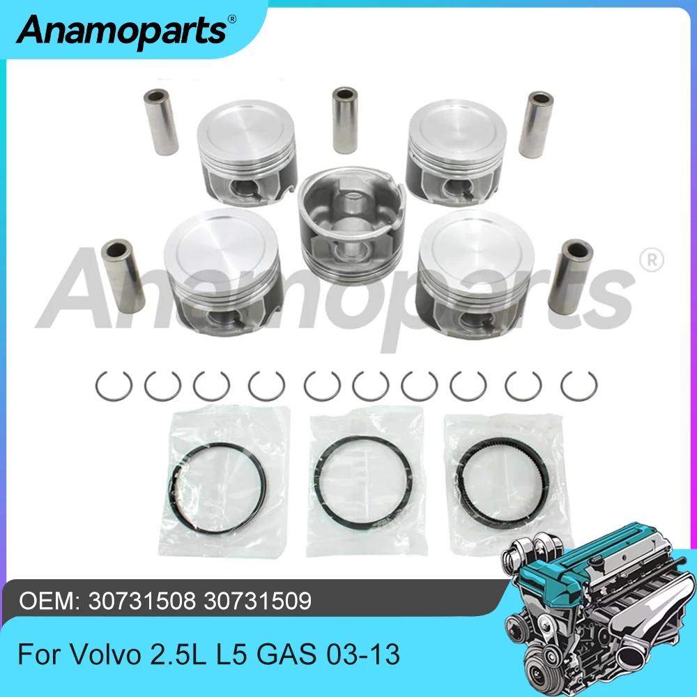 Engine Part 5Pcs Piston & Ring Kit Fit 2.5 L T L5 GAS B5254T For Volvo C30 C70 S40 S60 S80 V50 V70 XC70 2.5L 2.5T 04-16 30731509
Engine Part 5Pcs Piston & Ring Kit Fit 2.5 L T L5 GAS B5254T For Volvo C30 C70 S40 S60 S80 V50 V70 XC70 2.5L 2.5T 04-16 30731509