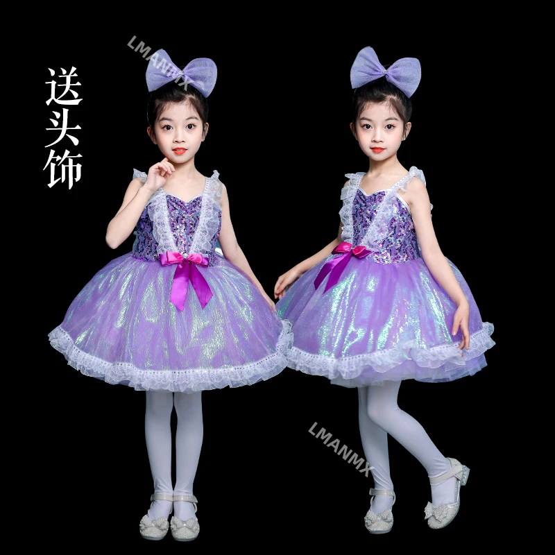 Children's Children's Performance Dress Kindergarten Girls' Puffy Skirt Performance Dress Purple sequin Dance Dress
Children's Children's Performance Dress Kindergarten Girls' Puffy Skirt Performance Dress Purple sequin Dance Dress