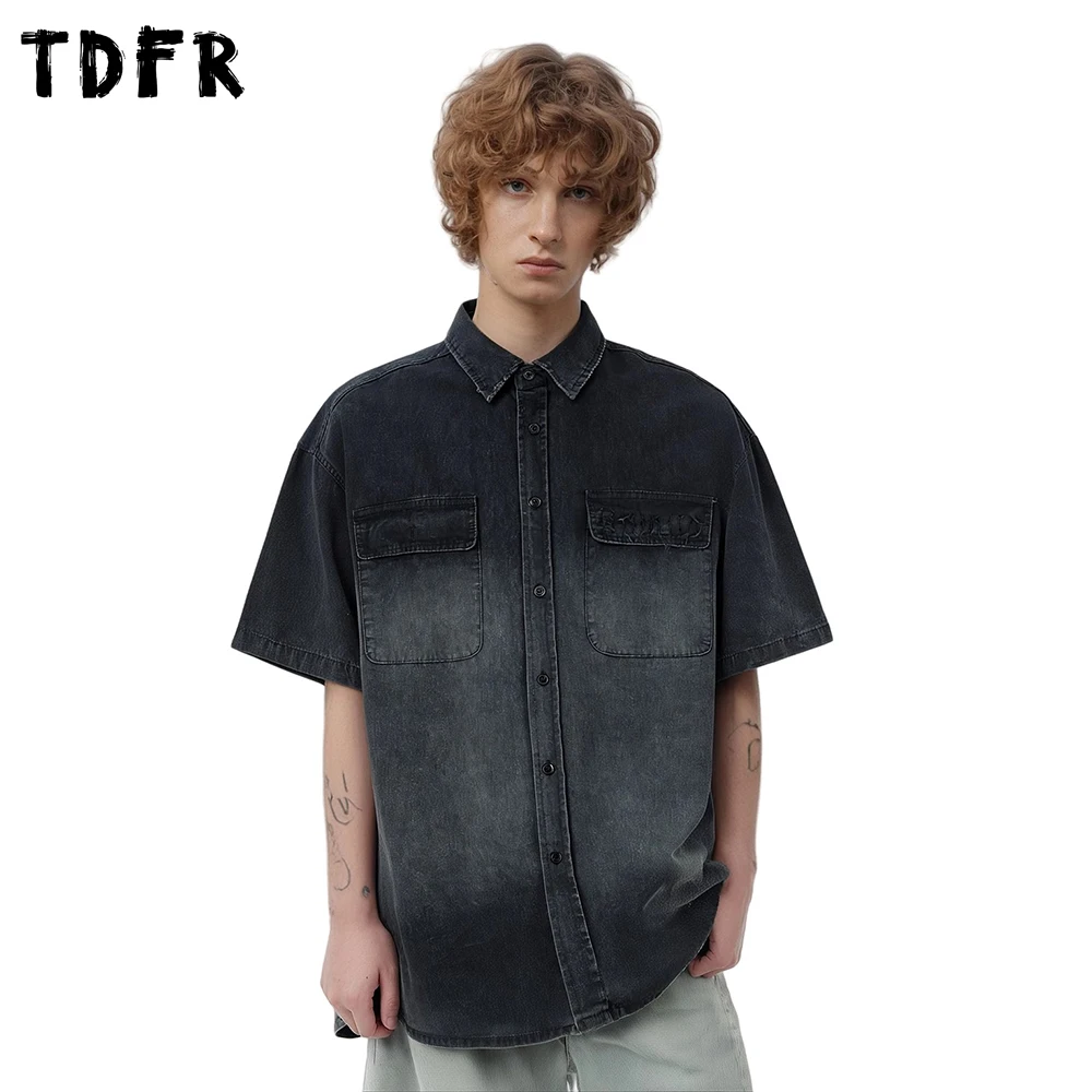 Washed Distressed Denim Short Sleeve Shirts Mens Pocket Summer Retro Streetwear Single Breasted Lapel Half-Sleeve Shirts Men
Washed Distressed Denim Short Sleeve Shirts Mens Pocket Summer Retro Streetwear Single Breasted Lapel Half-Sleeve Shirts Men
