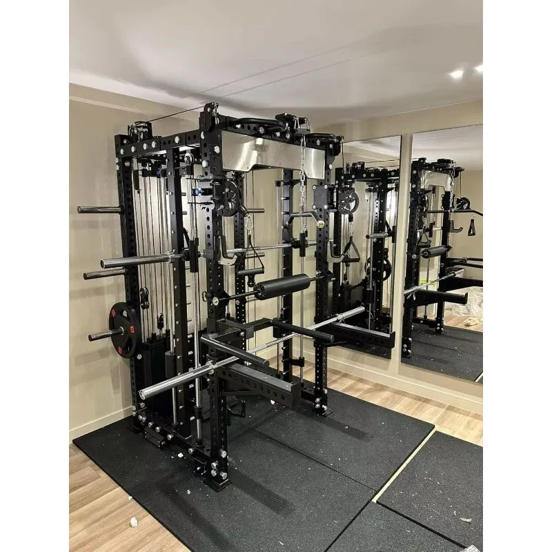 Power Rack Integrated Functional Stainless Steel Machine with Lat Pulldown, Low Row, Smith Cable Crosser, and Dual Weight Stacks
Power Rack Integrated Functional Stainless Steel Machine with Lat Pulldown, Low Row, Smith Cable Crosser, and Dual Weight Stacks