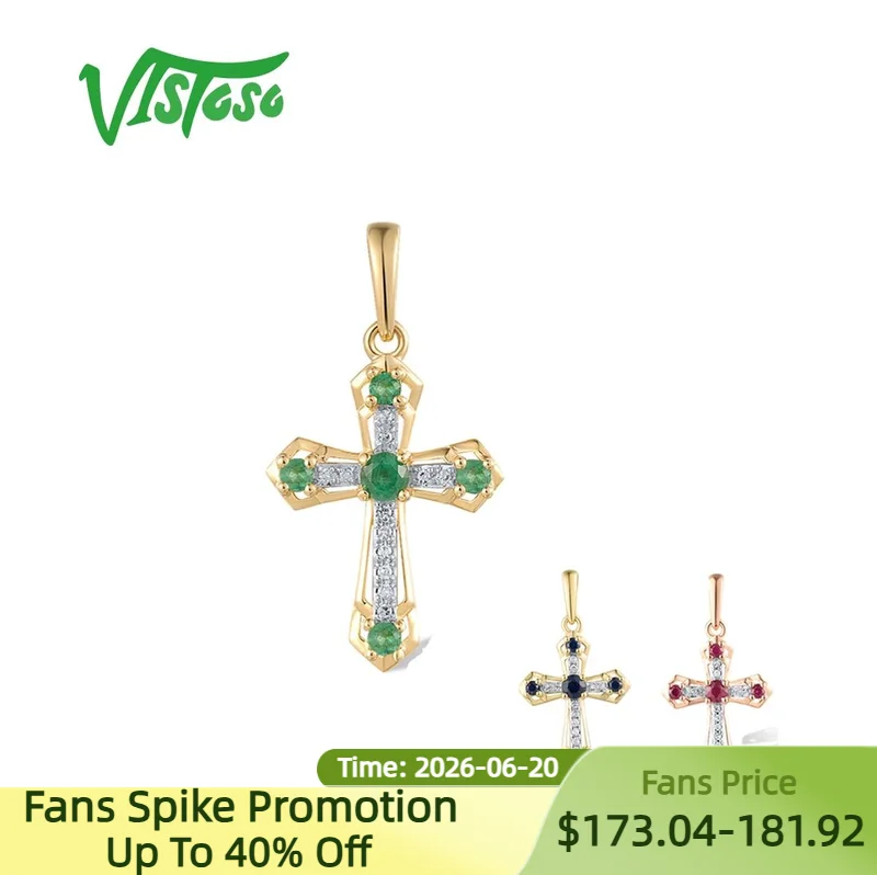 VISTOSO Real 14K 585 Yellow Rose Gold Pendant For Women Sparkling Diamond Emerald Blue Sapphire Ruby Wedding Cross Fine Jewelry
VISTOSO Real 14K 585 Yellow Rose Gold Pendant For Women Sparkling Diamond Emerald Blue Sapphire Ruby Wedding Cross Fine Jewelry