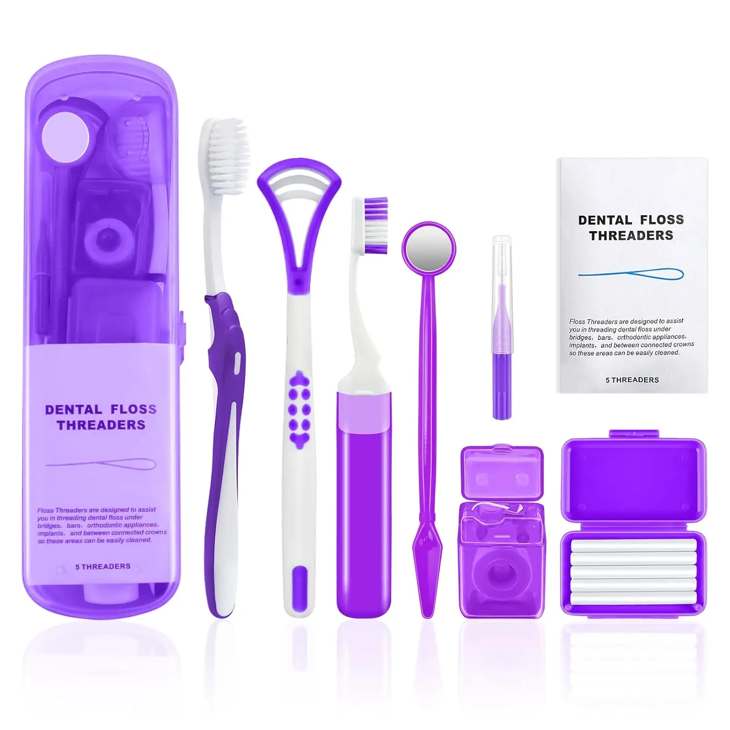Orthodontic Care Kit for Braces with Travel Case - V-Shape Toothbrushes, Floss Threaders & Wax (Purple)
Orthodontic Care Kit for Braces with Travel Case - V-Shape Toothbrushes, Floss Threaders & Wax (Purple)