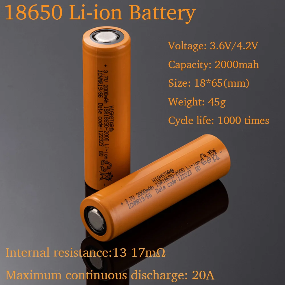 New 18650 Lithium Battery 2000mah 3.7V Discharge 20A Recgargeable Li-ion Batteries ISR18650-2000 2000mah For Flashight Bateria
New 18650 Lithium Battery 2000mah 3.7V Discharge 20A Recgargeable Li-ion Batteries ISR18650-2000 2000mah For Flashight Bateria