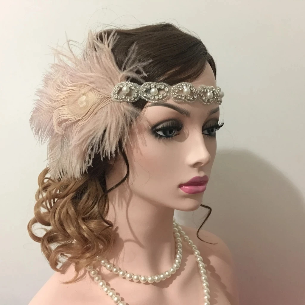 Women Vintage Feather Headband White Rhinestone Pearls Hair Band 1920s Gatsby Party Headpiece Forehead Decorations
Women Vintage Feather Headband White Rhinestone Pearls Hair Band 1920s Gatsby Party Headpiece Forehead Decorations