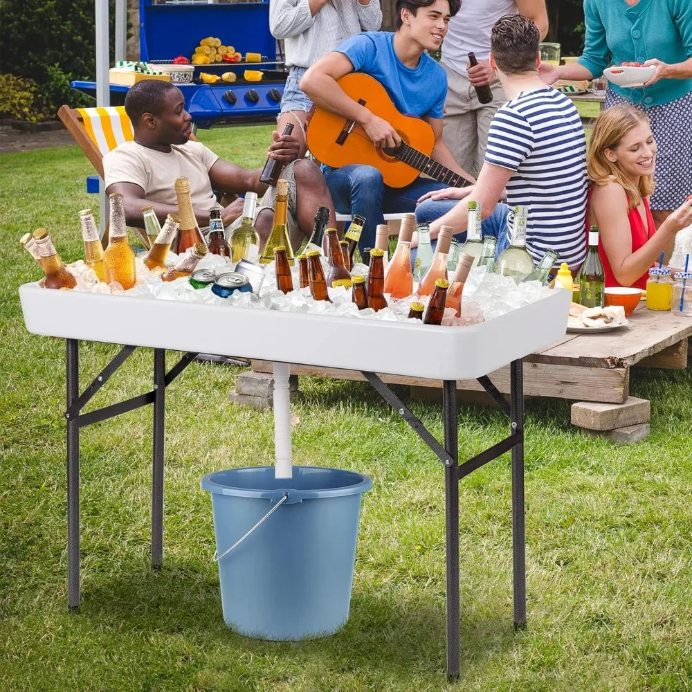 Folding Ice Table with Drain, 4 Ft Portable Cooler with Removable Skirt, Fill and Chill Table for Food, Customized
Folding Ice Table with Drain, 4 Ft Portable Cooler with Removable Skirt, Fill and Chill Table for Food, Customized