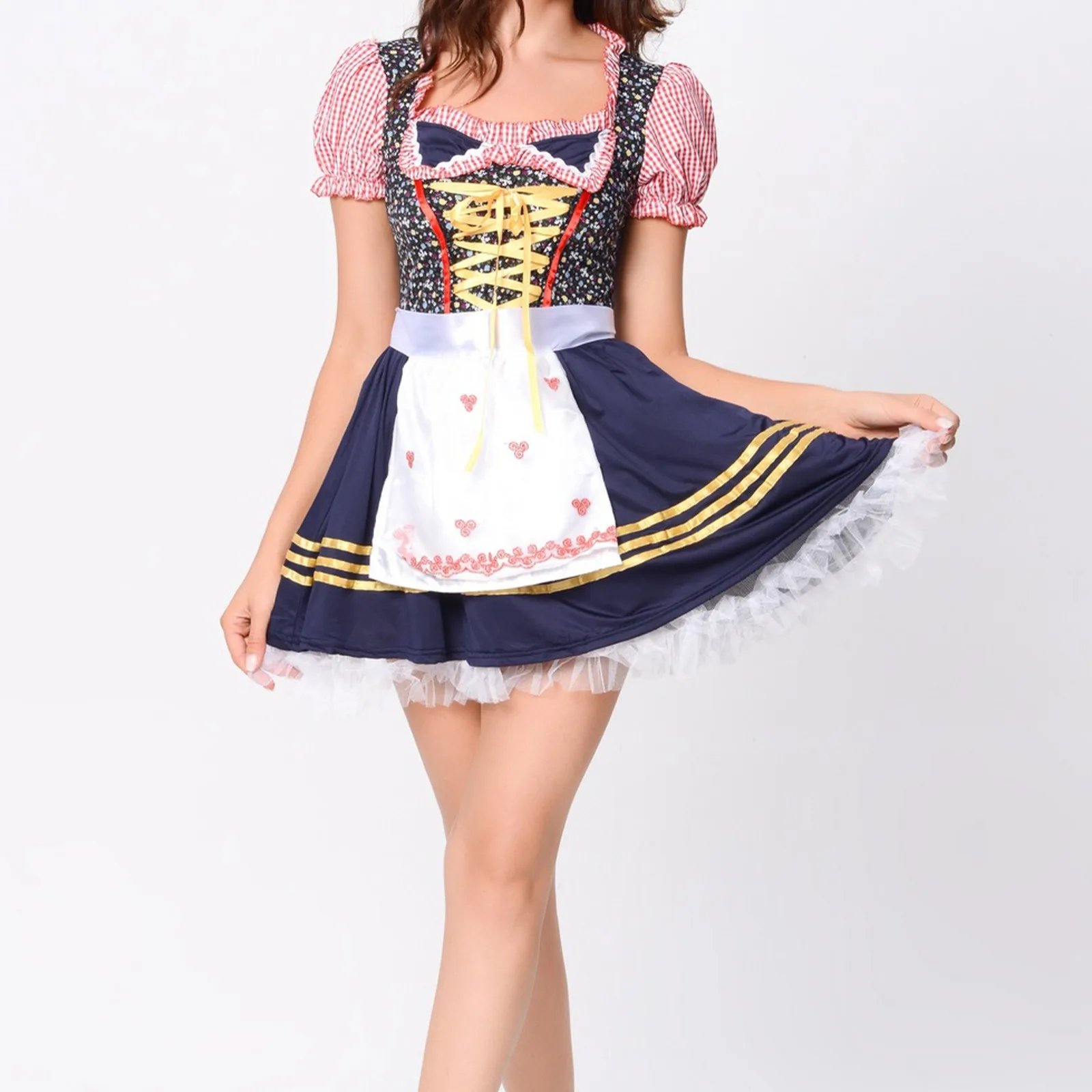 Ladies's Bavarian Oktoberfest Maid Dress Square Neck Apron Dirndl Dresses Women Traditional Vintage Stage Performance Maid Dress
Ladies's Bavarian Oktoberfest Maid Dress Square Neck Apron Dirndl Dresses Women Traditional Vintage Stage Performance Maid Dress