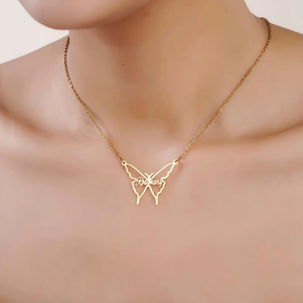 Fashionable custom hollowed out butterfly letter pendant, personalized stainless steel English name necklace, collarbone chain
Fashionable custom hollowed out butterfly letter pendant, personalized stainless steel English name necklace, collarbone chain