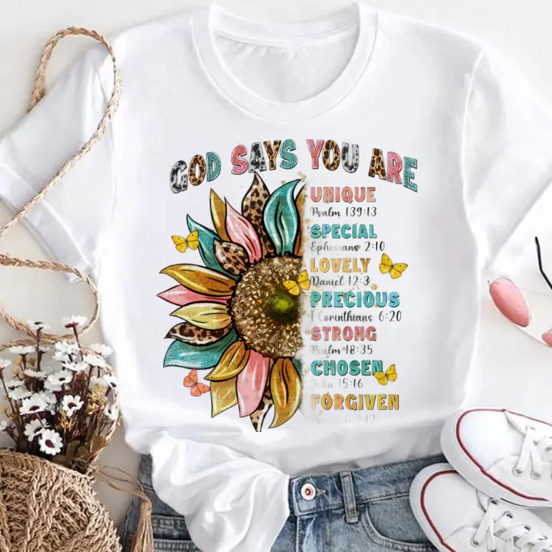 God Says You Are Unique Women's T-Shirt Cute Short Sleeved Lady's Casual O-Neck Fashionable Summer Trendy Women's Graphic T-Shir
God Says You Are Unique Women's T-Shirt Cute Short Sleeved Lady's Casual O-Neck Fashionable Summer Trendy Women's Graphic T-Shir