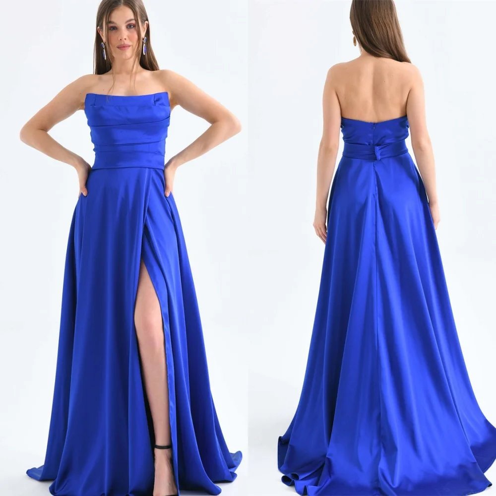 Customized Sparkly Blue Satin Evening Dress Exquisite Strapless Sleeveless Homecoming Dresses Luxury Special Occasion
Customized Sparkly Blue Satin Evening Dress Exquisite Strapless Sleeveless Homecoming Dresses Luxury Special Occasion