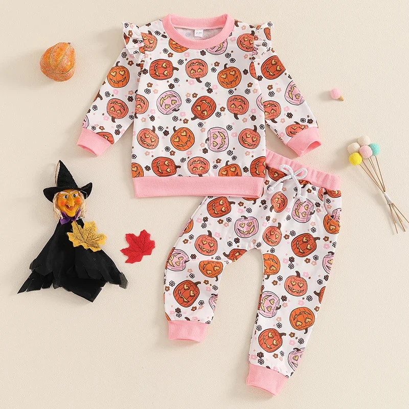Toddler Infant Baby Girl Halloween Outfit Pumpkin Print Long Sleeve Ruffle Sweatshirts Elastic Waist Pant 2Pcs Pullovers Sets
Toddler Infant Baby Girl Halloween Outfit Pumpkin Print Long Sleeve Ruffle Sweatshirts Elastic Waist Pant 2Pcs Pullovers Sets