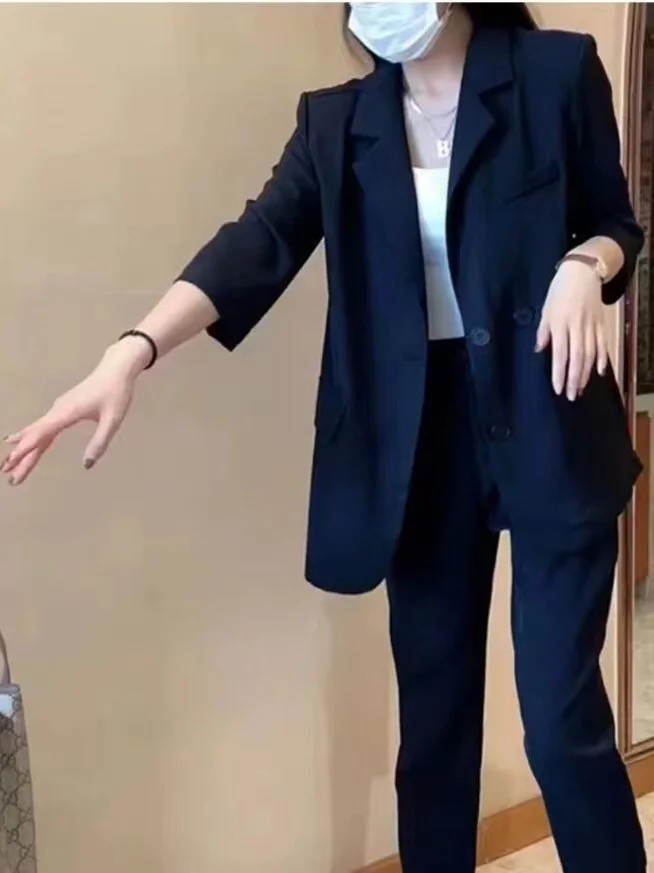 Faionable plus Size Suit Set Women's Tagl Jaet And Pants Ensemble with Ba Split Seven Quarter Length Polyester Fiber
Faionable plus Size Suit Set Women's Tagl Jaet And Pants Ensemble with Ba Split Seven Quarter Length Polyester Fiber