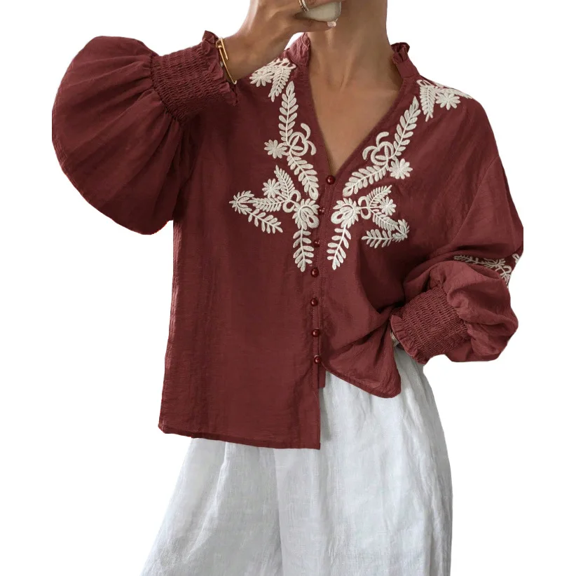 New Autumn Elegant Fashion Women Embroidered Floral Vintage Blouses Button Long-sleeved Cardigan Casual Shirts Women Streetwear
New Autumn Elegant Fashion Women Embroidered Floral Vintage Blouses Button Long-sleeved Cardigan Casual Shirts Women Streetwear