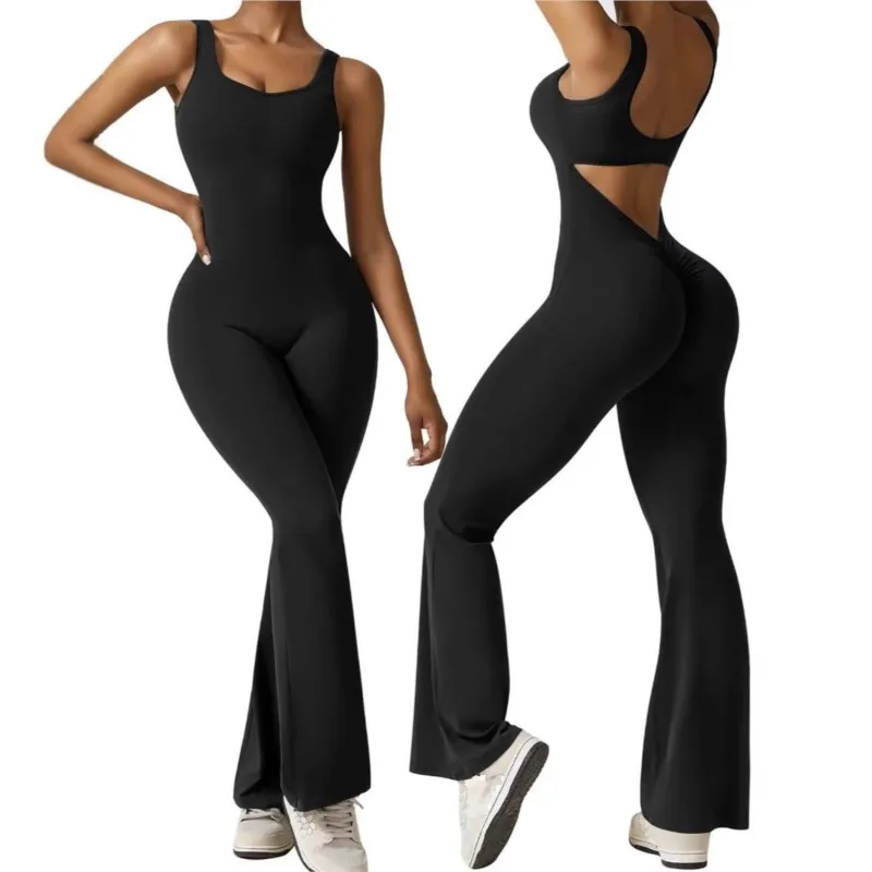 2026 Summer Casual Sports Jumpsuit Fashionable Solid Color Sleeveless Slim Fit Micro Flared Jumpsuit Fitness Yoga Women Clothing
2026 Summer Casual Sports Jumpsuit Fashionable Solid Color Sleeveless Slim Fit Micro Flared Jumpsuit Fitness Yoga Women Clothing