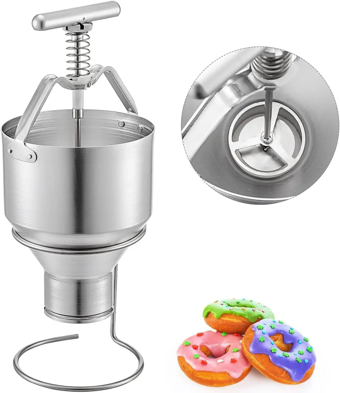 Donut Depositor 5L Capacity Donut Dropper Hopper Food-Grade Aluminum Manual Donut Dispenser 6 Adjustable Thicknesses
Donut Depositor 5L Capacity Donut Dropper Hopper Food-Grade Aluminum Manual Donut Dispenser 6 Adjustable Thicknesses