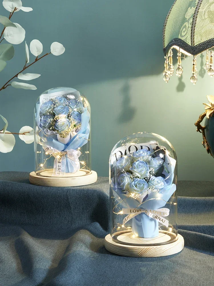 Broken Ice Blue Eternal Flower Dried Flower Birthday Gift for Girlfriend, Mom, Teacher Rose Glass Cover Bouquet
Broken Ice Blue Eternal Flower Dried Flower Birthday Gift for Girlfriend, Mom, Teacher Rose Glass Cover Bouquet