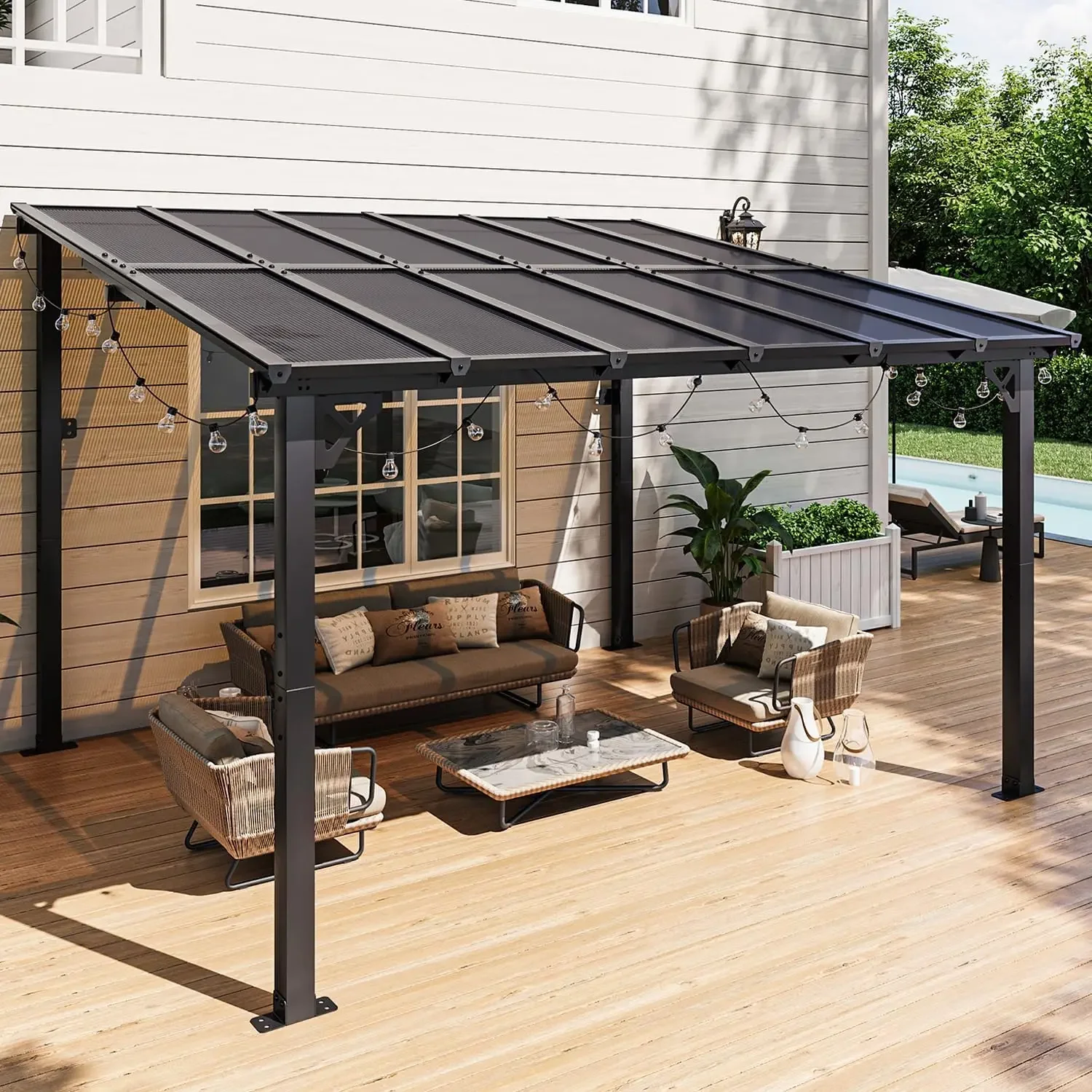 10' x 12' Gazebo for Patio, Gazebo Pergola with Sloped Roof, Large Wall-Mounted Heavy Duty Awnings, for Backyard, Deck, Patio
10' x 12' Gazebo for Patio, Gazebo Pergola with Sloped Roof, Large Wall-Mounted Heavy Duty Awnings, for Backyard, Deck, Patio