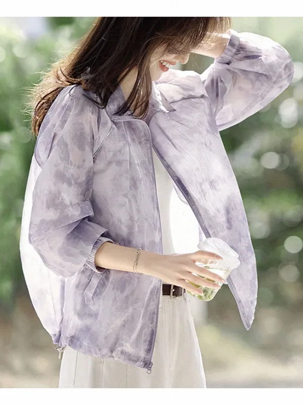 Ele Ombre Print Stand Collar Zipper Thin Outerwear Women Summer Comfortable Breathable Light Spring Sun Protection Top
Ele Ombre Print Stand Collar Zipper Thin Outerwear Women Summer Comfortable Breathable Light Spring Sun Protection Top
