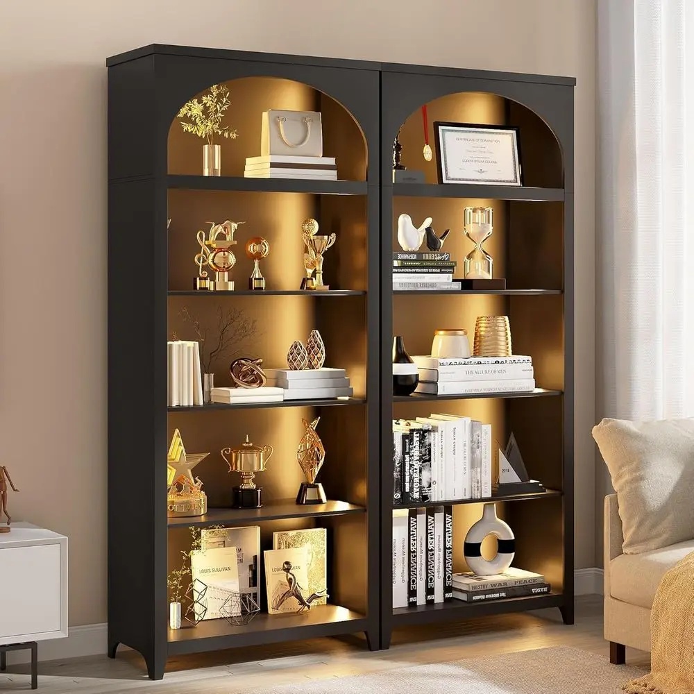 70 Tall 5-Tier Wooden Bookcase with LED Light, Multi-Purpose Shelf for Home or Office, Living Room - Black
70 Tall 5-Tier Wooden Bookcase with LED Light, Multi-Purpose Shelf for Home or Office, Living Room - Black