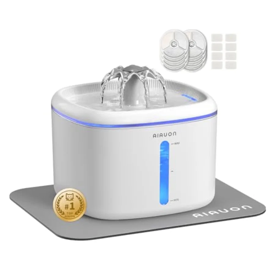 Cat Water Fountain 84oz/2.5L - Automatic Pet Fountain and Dog Water Dispenser with Replacement Filters and Feeding Mat for Cats
Cat Water Fountain 84oz/2.5L - Automatic Pet Fountain and Dog Water Dispenser with Replacement Filters and Feeding Mat for Cats