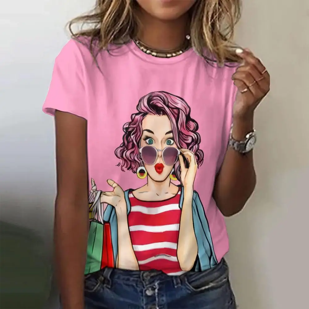 Cartoon Sexy Girl Print T-Shirt Women Round Neck T-Shirt Harajuku Vintage Short Sleeved Funny Comfortable Breathable Streetwear
Cartoon Sexy Girl Print T-Shirt Women Round Neck T-Shirt Harajuku Vintage Short Sleeved Funny Comfortable Breathable Streetwear