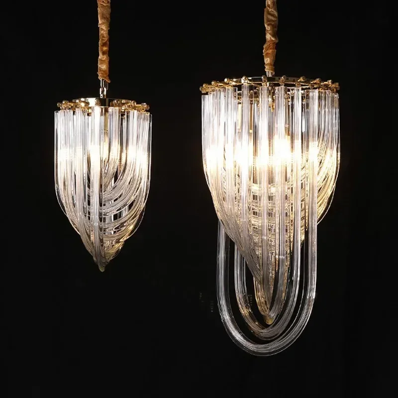 New fashion light luxury chandelier American restaurant led hanging lamp Nordic gold metal e14 holder art glass tube chandeliers
New fashion light luxury chandelier American restaurant led hanging lamp Nordic gold metal e14 holder art glass tube chandeliers