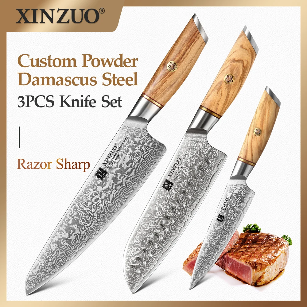 XINZUO 3PCS Knife Damascus Steel Blade Quality Kitchen Knives Multifunctional Kitchen Accessories Fruit Knife Meat Cutter
XINZUO 3PCS Knife Damascus Steel Blade Quality Kitchen Knives Multifunctional Kitchen Accessories Fruit Knife Meat Cutter