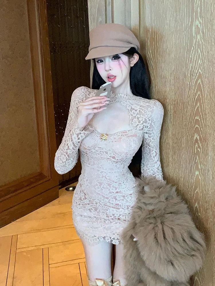 XZY Sexy Hollow out Lace Dress Women's Autumn Winter Slim Fit Butt Skirt Korean Style Commute Style Polyester Fiber Short Skirt
XZY Sexy Hollow out Lace Dress Women's Autumn Winter Slim Fit Butt Skirt Korean Style Commute Style Polyester Fiber Short Skirt