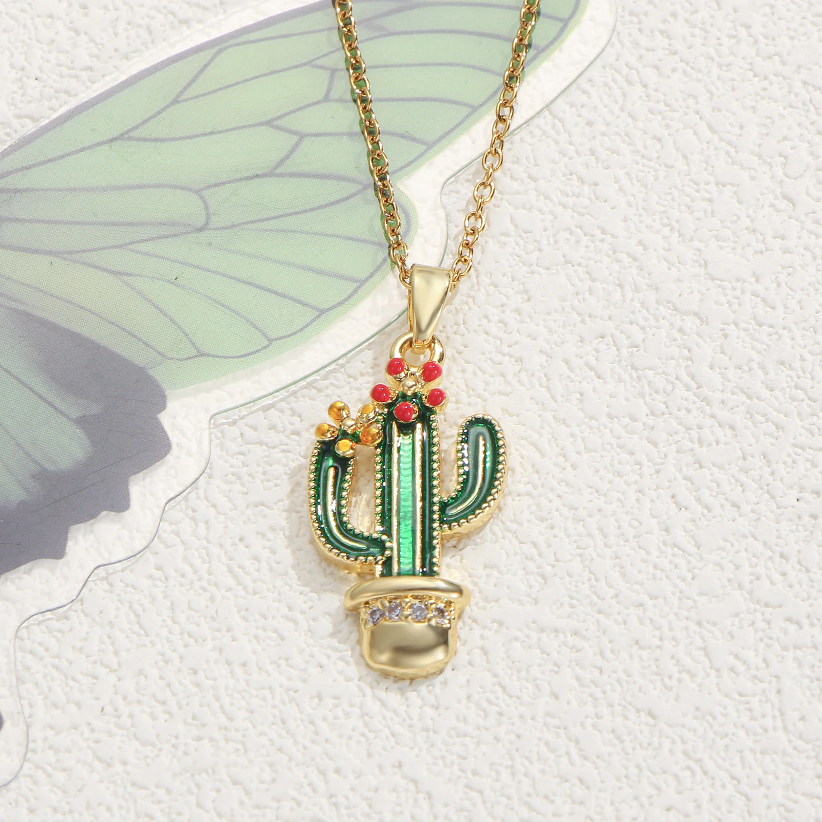 women fashion necklace 1pc golden chain colorful enamel cactus pendant stylish versatile daily accessory
women fashion necklace 1pc golden chain colorful enamel cactus pendant stylish versatile daily accessory
