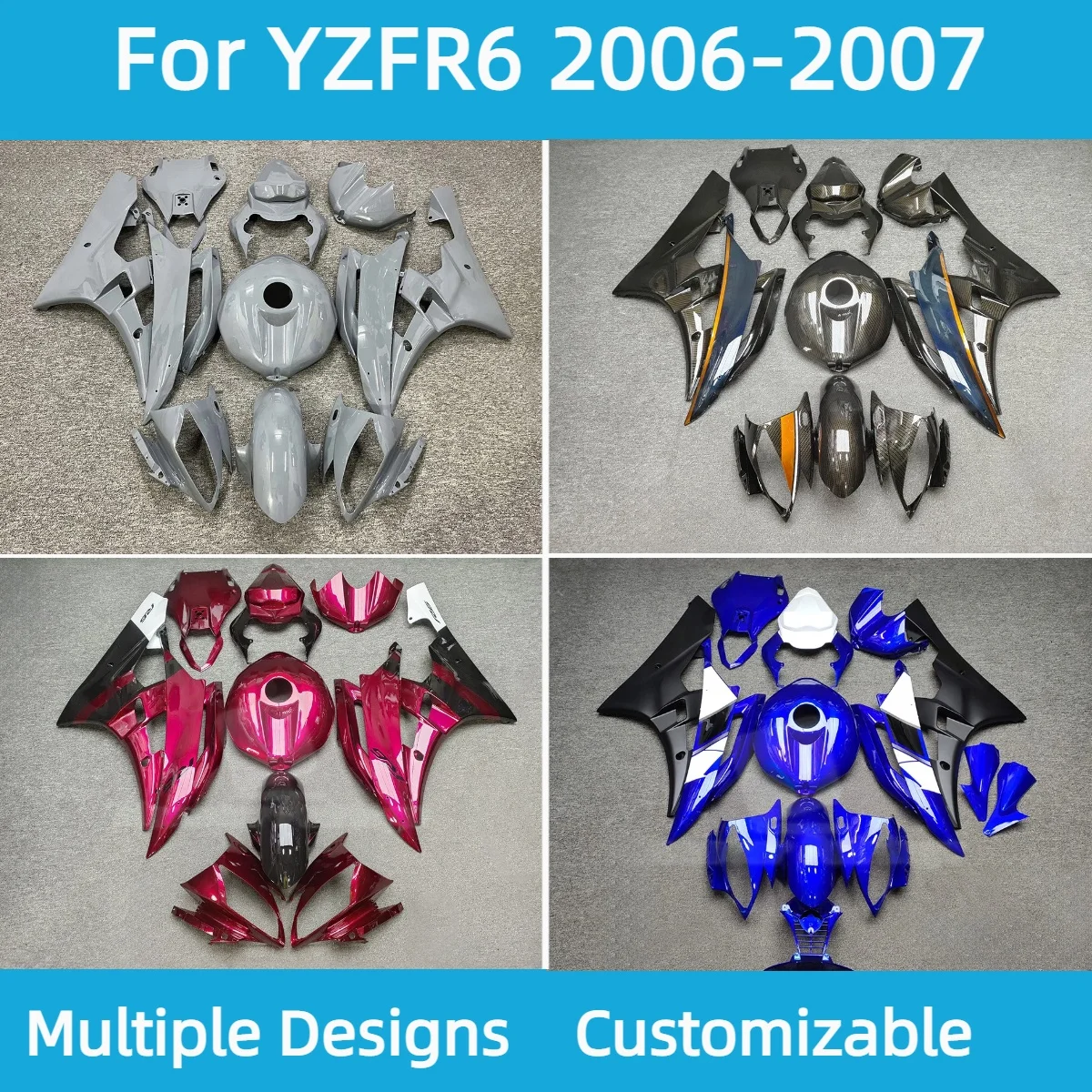 For YAMAHA YZFR6 2006 2007 Full Fairings YZF R6 06 07 Motorcycle Aftermarket ABS Plastic Fairing Body Parts Kit
For YAMAHA YZFR6 2006 2007 Full Fairings YZF R6 06 07 Motorcycle Aftermarket ABS Plastic Fairing Body Parts Kit
