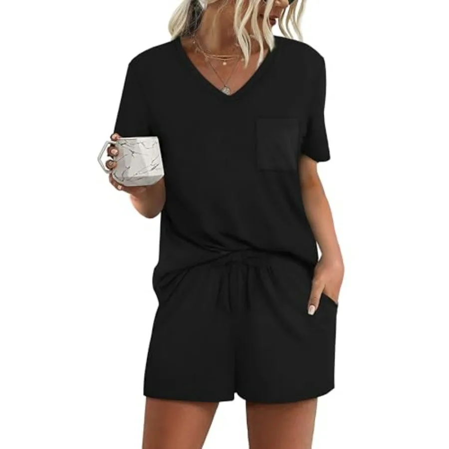 RUBZOOF Women's Short Sleeve Pajama Sets with Pockets Casual V Neck 2 Pcs Lounge Sets S-3XL
RUBZOOF Women's Short Sleeve Pajama Sets with Pockets Casual V Neck 2 Pcs Lounge Sets S-3XL
