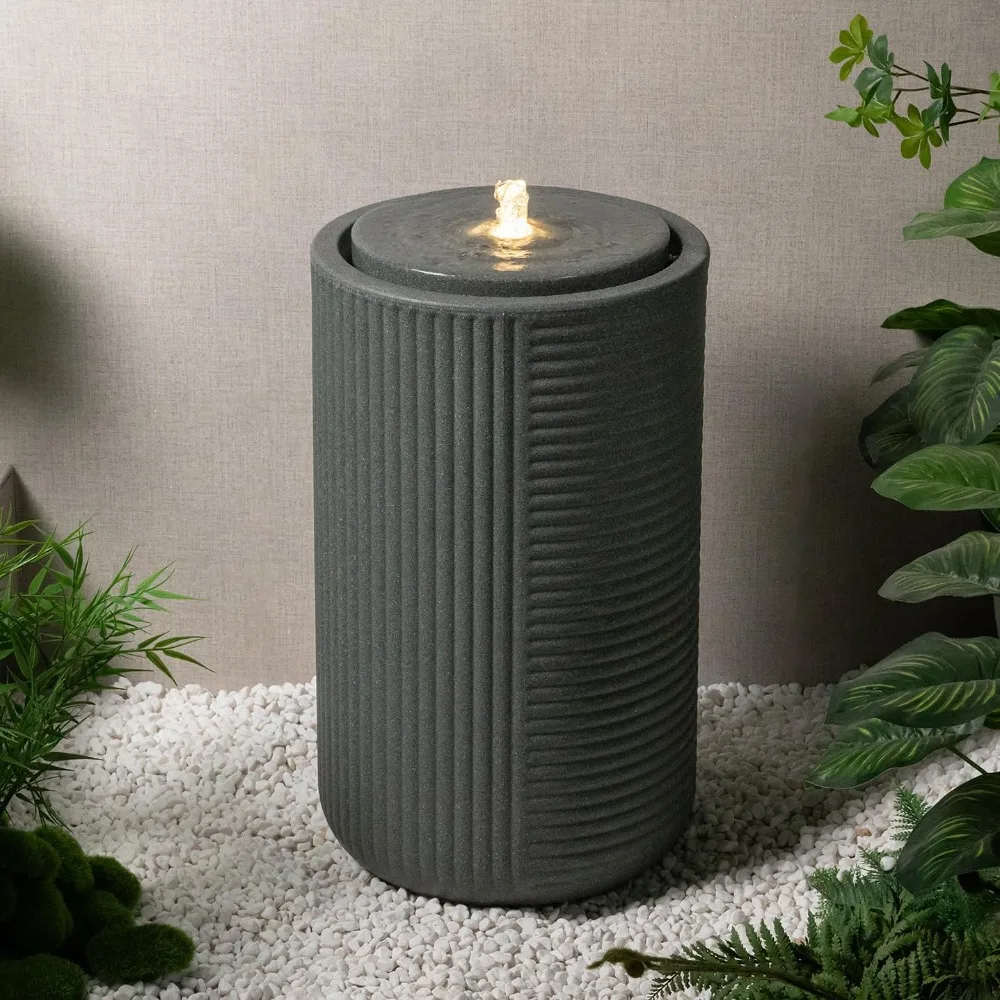 23.22" H Outdoor Water Fountain Made With Eco-friendly Recyclable Materials, Polyethylene Tall Round Bubbler Outdoor Fountain,
23.22" H Outdoor Water Fountain Made With Eco-friendly Recyclable Materials, Polyethylene Tall Round Bubbler Outdoor Fountain,