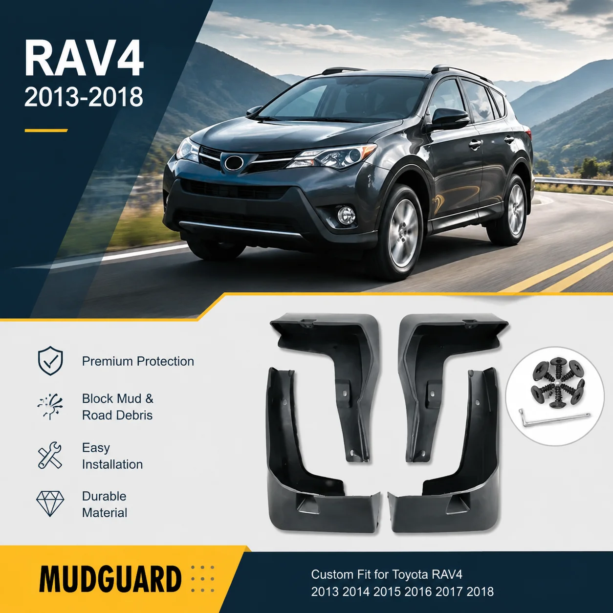 For Toyota RAV4 RAV 4 XA40 40 2013~2018 Car Mud Flap Guard 2014 2015 2016 2017 Tire Fender Guard Mudflaps Mudguards Reduces Dust
For Toyota RAV4 RAV 4 XA40 40 2013~2018 Car Mud Flap Guard 2014 2015 2016 2017 Tire Fender Guard Mudflaps Mudguards Reduces Dust