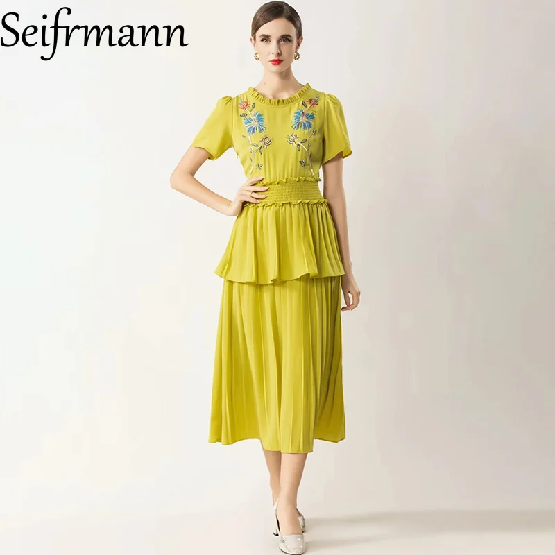 Seifrmann 2026 Spring Women's clothing New Fashion Round Neck Short Sleeve Embroidered Waist cinching Dress
Seifrmann 2026 Spring Women's clothing New Fashion Round Neck Short Sleeve Embroidered Waist cinching Dress