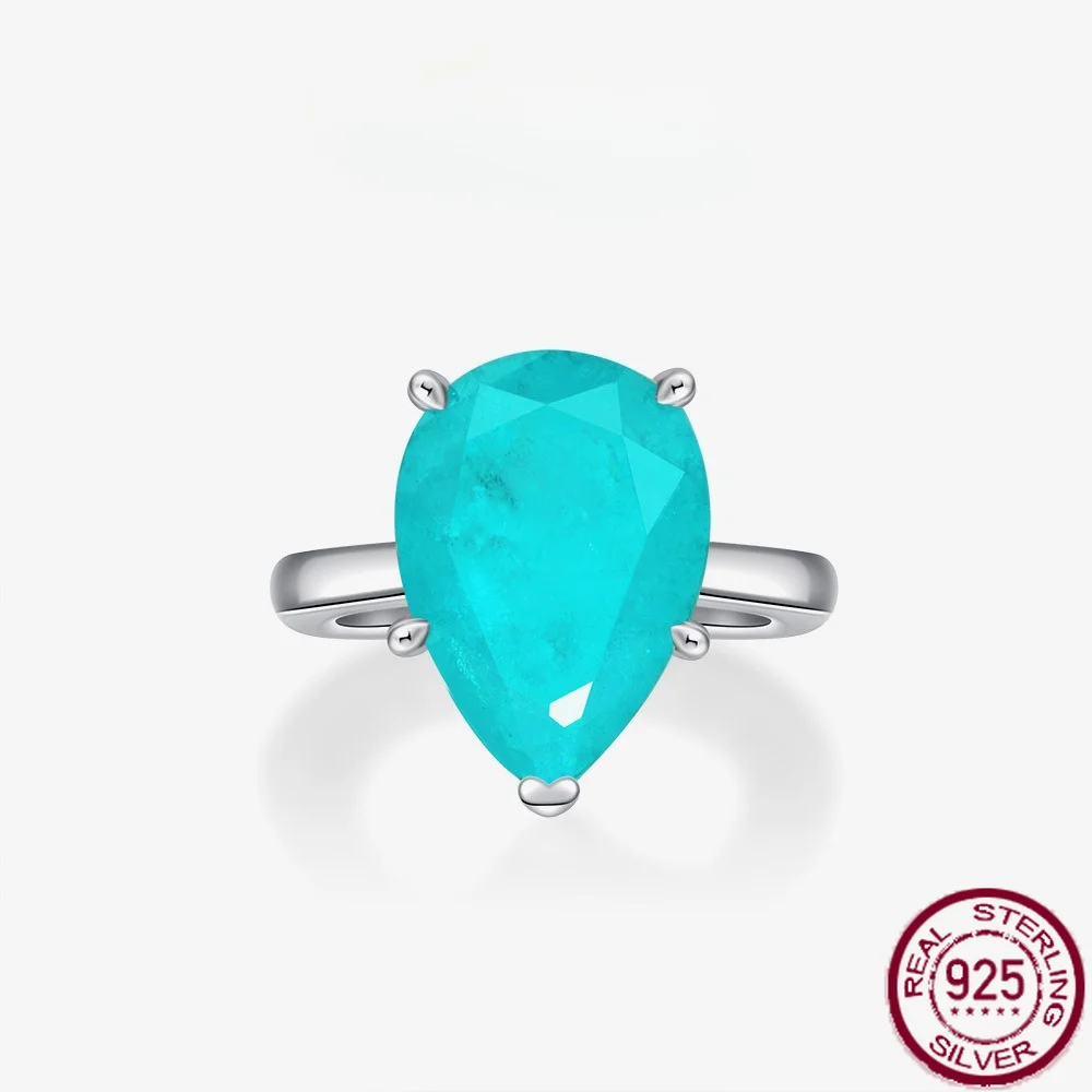 New S925 silver synthetic Paraiba droplet shaped 10 * 14 high carbon diamond ring for women's simple engagement jewelry
New S925 silver synthetic Paraiba droplet shaped 10 * 14 high carbon diamond ring for women's simple engagement jewelry