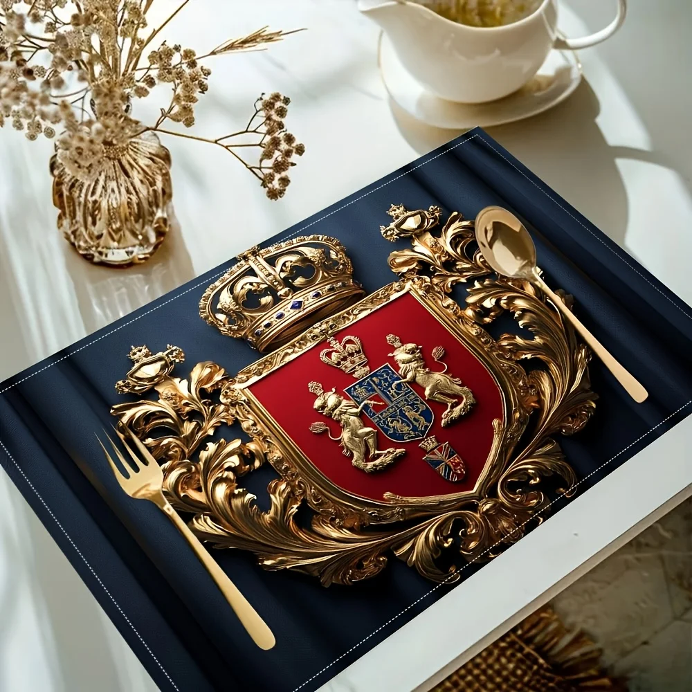 4pcs British Royal Crest Placemats – 12x18",Dark Blue with Golden Crown, Hand Washable, Elegant Table Decor for Dining & Kitchen
4pcs British Royal Crest Placemats – 12x18",Dark Blue with Golden Crown, Hand Washable, Elegant Table Decor for Dining & Kitchen