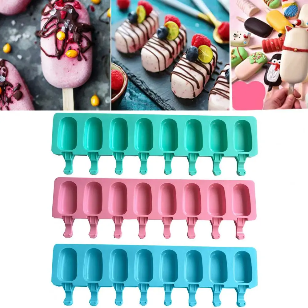 Ice Cream Mold Useful Non-stick Silica Gel 8-cavity Home-made Ice Lolly Grinder Kitchen Gadget
Ice Cream Mold Useful Non-stick Silica Gel 8-cavity Home-made Ice Lolly Grinder Kitchen Gadget