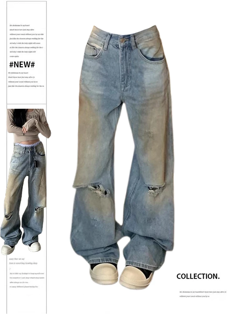 Women's Blue Baggy Ripped Jeans Vintage Cowboy Pants Harajuku Streetwear Oversize Denim Trousers Y2k Trashy 2000s Clothes 2024
Women's Blue Baggy Ripped Jeans Vintage Cowboy Pants Harajuku Streetwear Oversize Denim Trousers Y2k Trashy 2000s Clothes 2024