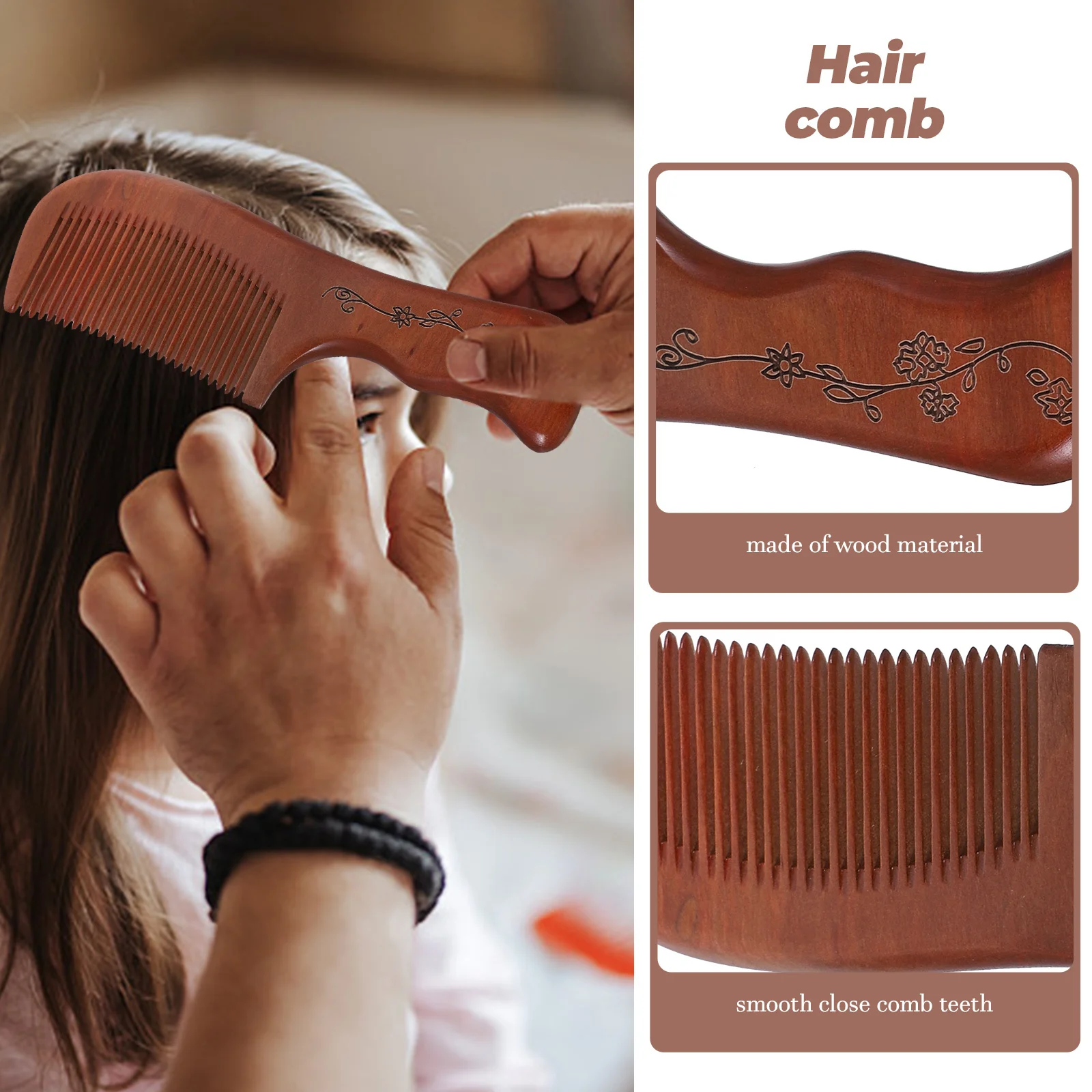 Handcrafted Sandalwood Hair Comb Fine Polished Teeth Non Scratch Scalp Massage Comb for Women Natural Wood Styling Tool
Handcrafted Sandalwood Hair Comb Fine Polished Teeth Non Scratch Scalp Massage Comb for Women Natural Wood Styling Tool