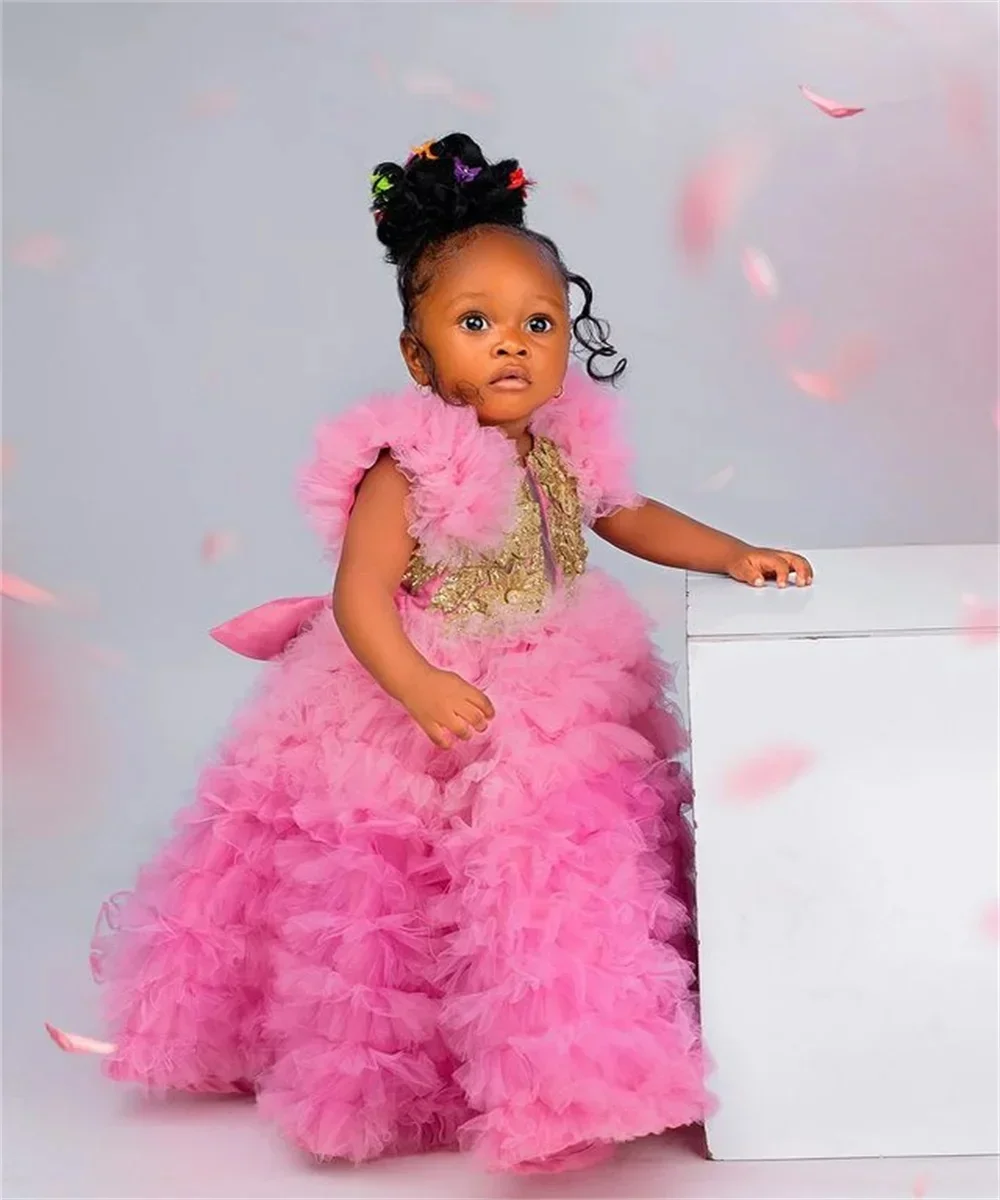 Luxury Pink Flower Girl Dresses for Wedding Layered Sequins Girl Kids Birthday Party First Holy Communion Gowns Customized
Luxury Pink Flower Girl Dresses for Wedding Layered Sequins Girl Kids Birthday Party First Holy Communion Gowns Customized
