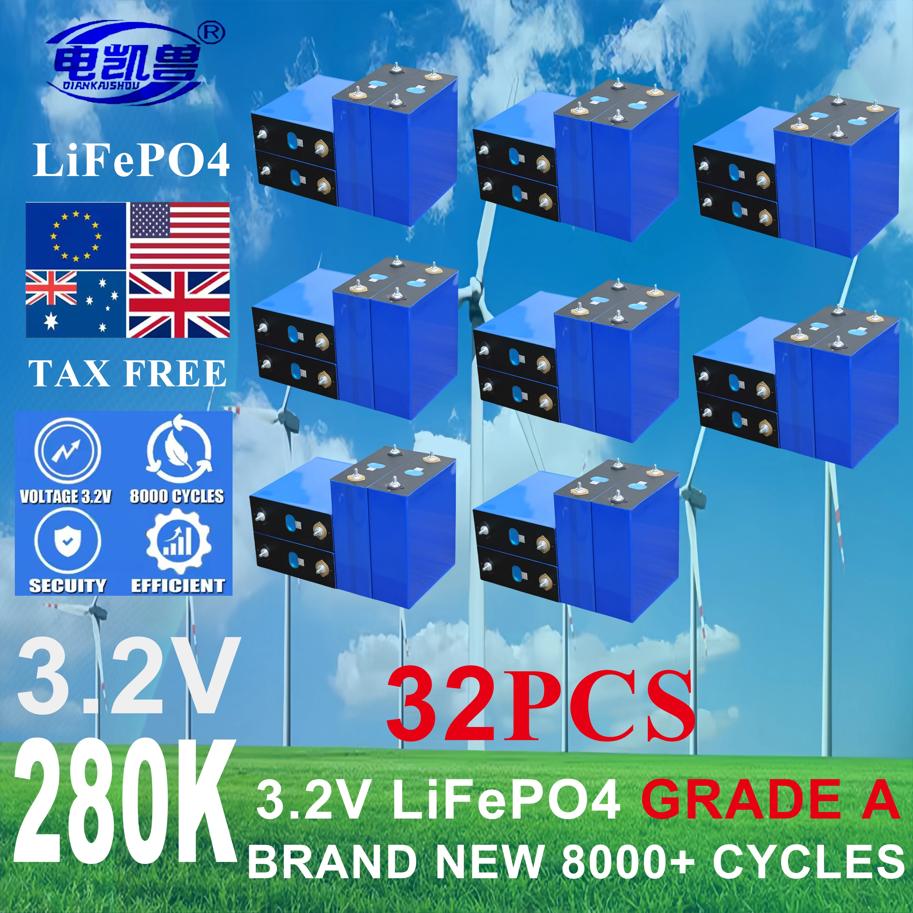 32 шт. класс A LF280K 3,2 В Lifepo4 аккумуляторная батарея 8000 циклов 280 Ач DIY 12 В 24 В 48 В RV, яхта, тележка для гольфа, аккумулятор без налога
32 шт. класс A LF280K 3,2 В Lifepo4 аккумуляторная батарея 8000 циклов 280 Ач DIY 12 В 24 В 48 В RV, яхта, тележка для гольфа, аккумулятор без налога