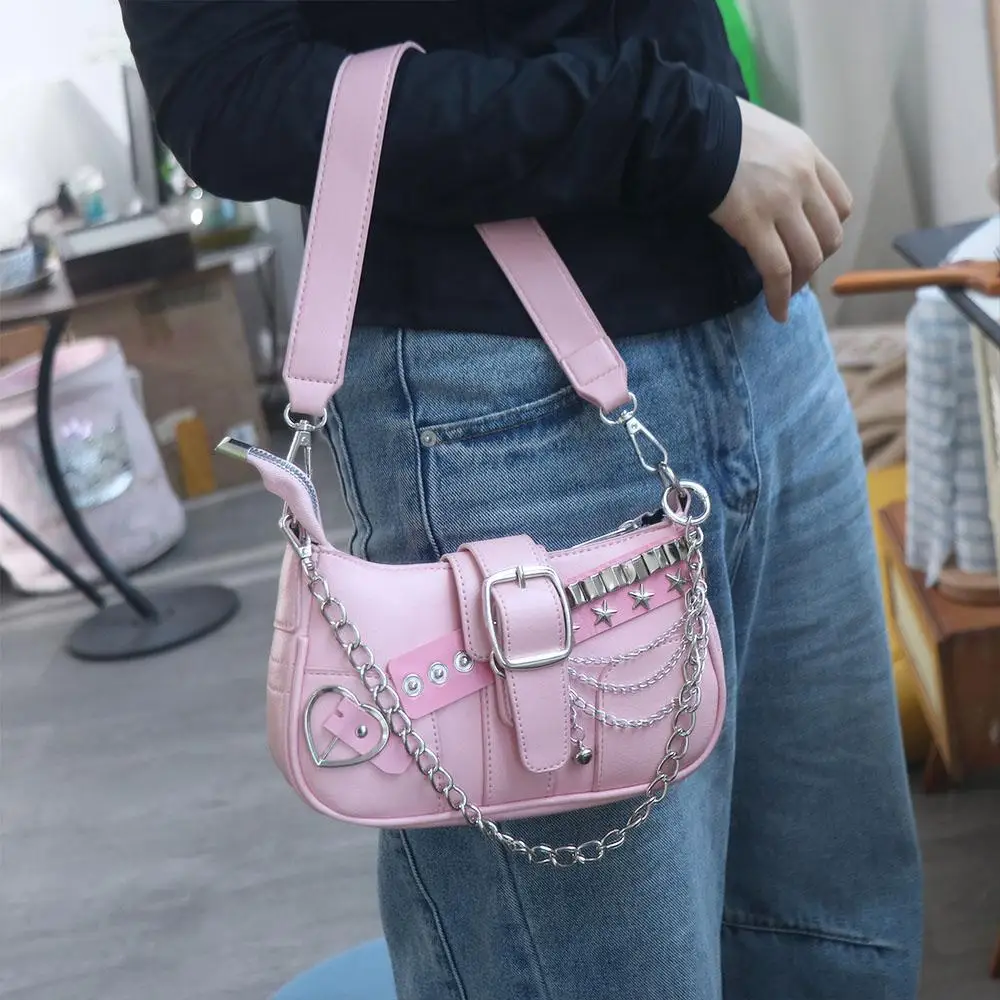 Gothic Punk Y2k Underarm Bag Love Heart Korean Style Shoulder Bag Chain Star Women's Handbag Spicy Girls
Gothic Punk Y2k Underarm Bag Love Heart Korean Style Shoulder Bag Chain Star Women's Handbag Spicy Girls