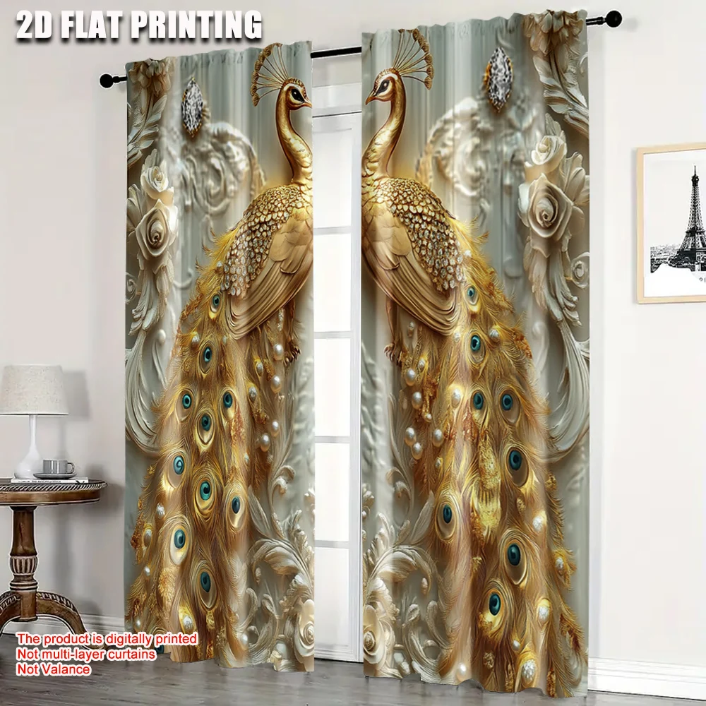 2pcs, Print Curtains 2D print Golden Peacock Print Polyester Woven (without rod) Outdoor Decorations Ldeal for Bedroom, Living
2pcs, Print Curtains 2D print Golden Peacock Print Polyester Woven (without rod) Outdoor Decorations Ldeal for Bedroom, Living