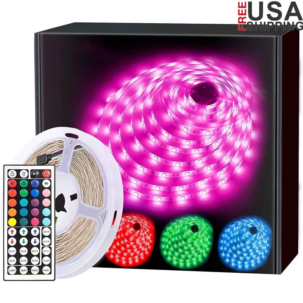 RGB LED Strip Lights 16.4ft Color Changing Flexible Light with Remote Control 5050 LEDs Home Kitchen Bedroom Party Decor
RGB LED Strip Lights 16.4ft Color Changing Flexible Light with Remote Control 5050 LEDs Home Kitchen Bedroom Party Decor